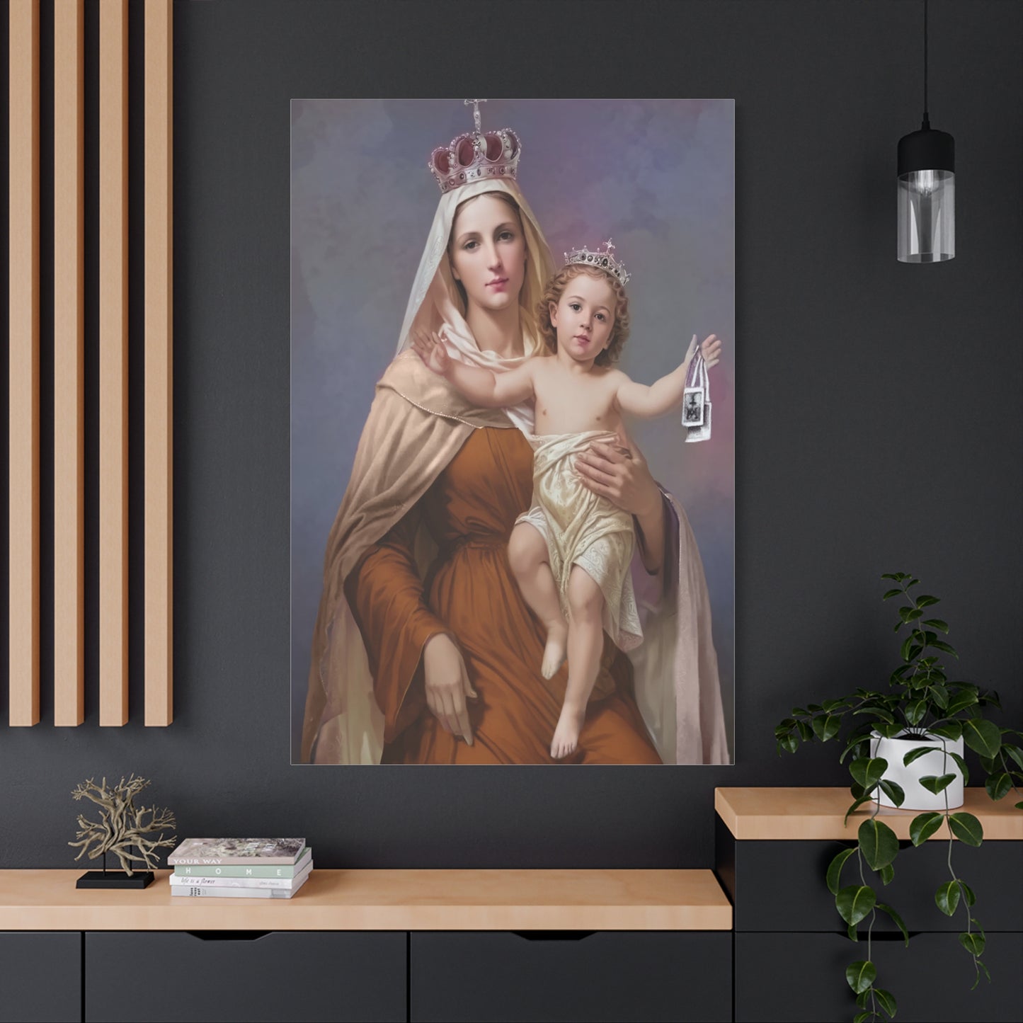 Our Lady of Mount Carmel Catholic Canvas Wall Art, Christian Decor