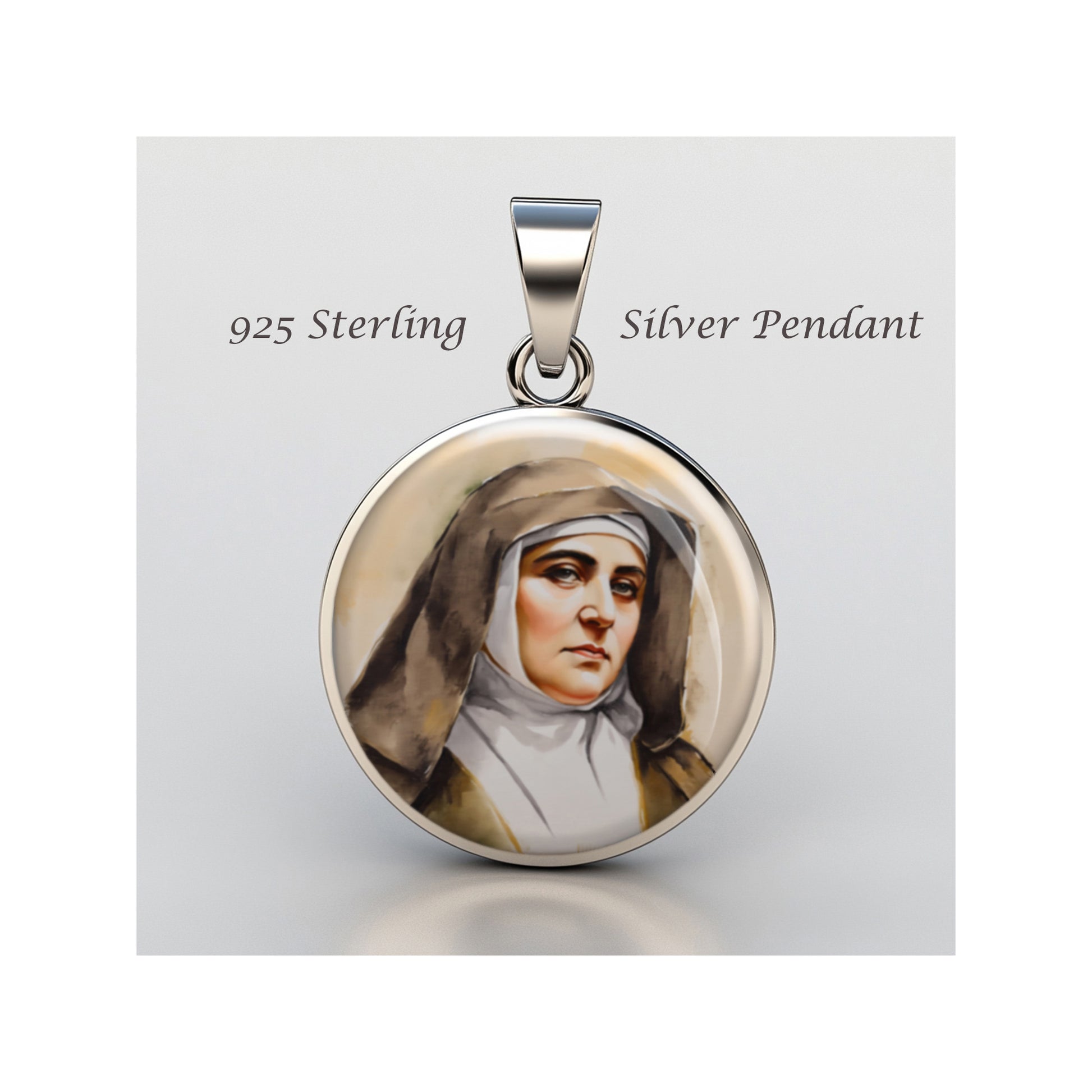 Saint Edith Stein Hand Painted Catholic sterling silver 925 Christian Medal image 0