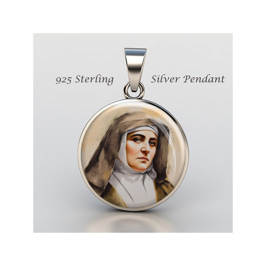 Saint Edith Stein Hand Painted Catholic sterling silver 925 Christian Medal image 0