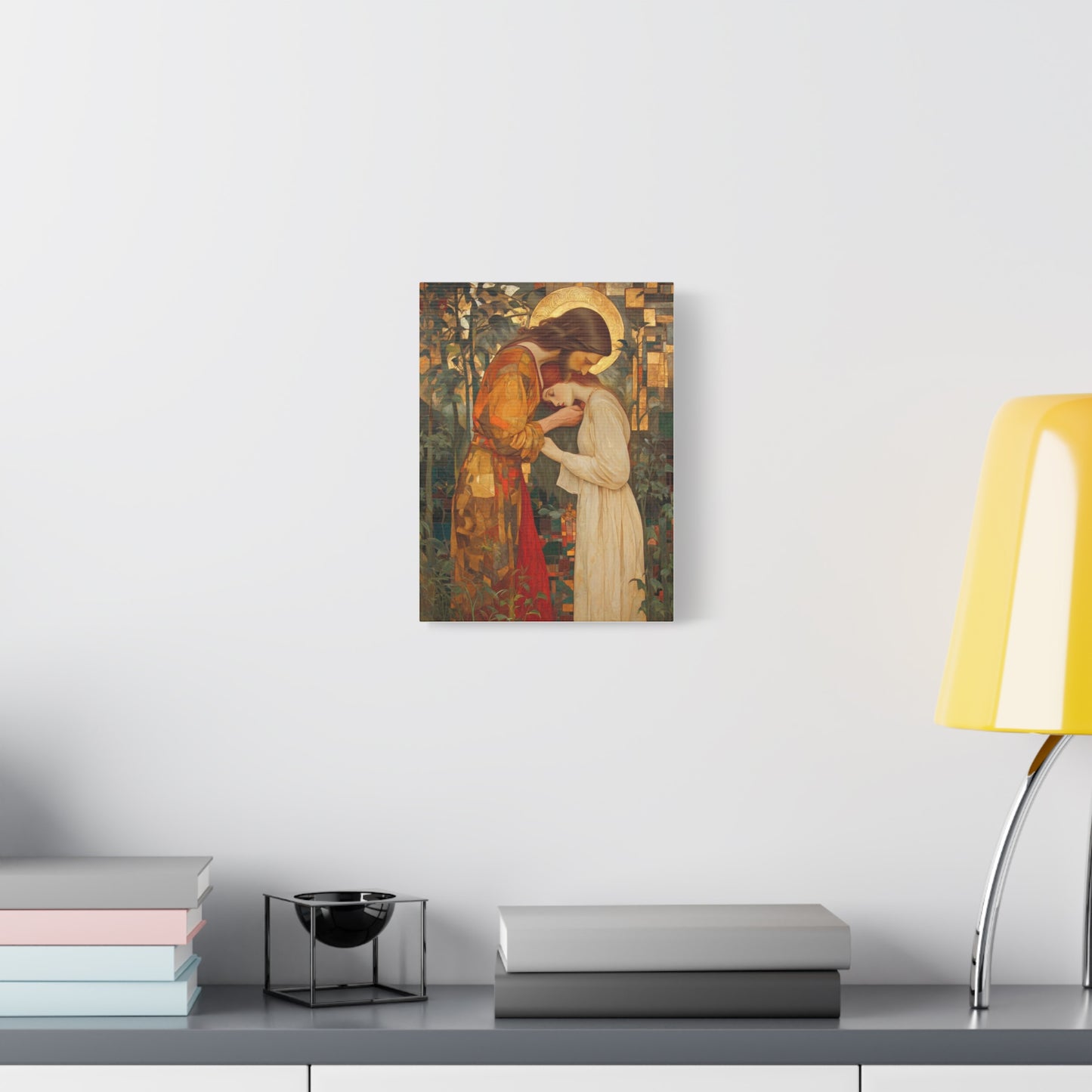 Healing Love - Christ Embracing Mary Magdalene Catholic Canvas Wall Art, Christian Decor