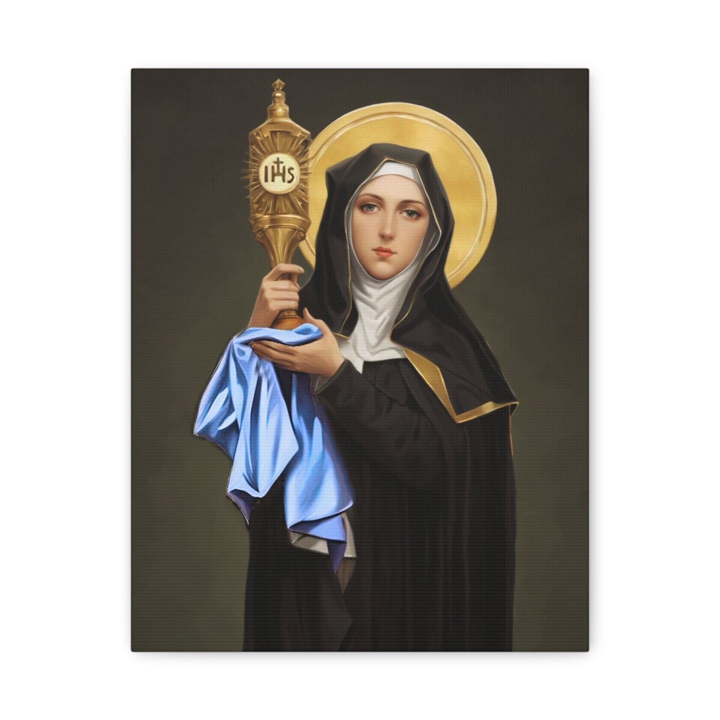 St. Clare of Assisi Catholic Canvas Wall Art, Christian Decor
