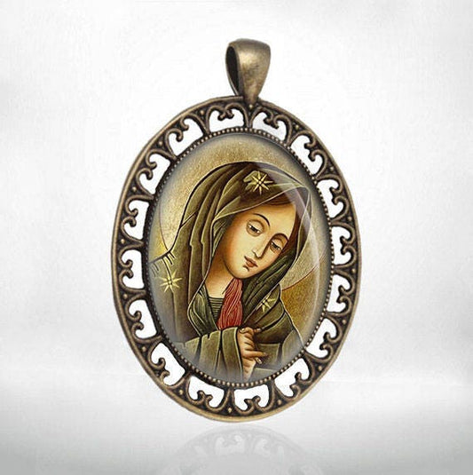 Our Sorrowful Mother the Seven Sorrows Virgin Mary Medal Bronze Tone Christian Catholic
