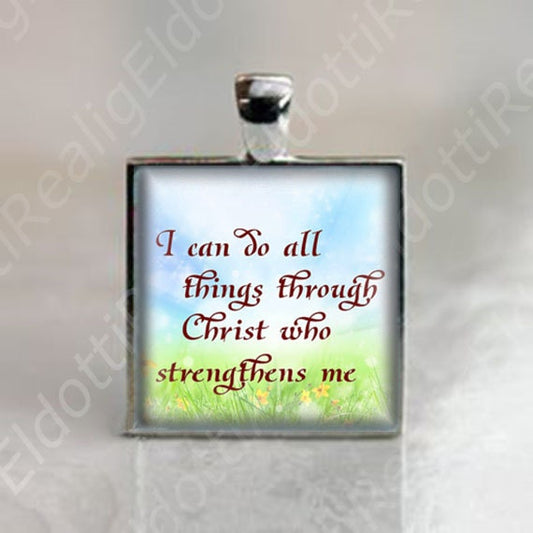 I can do all things Philippians 4:13 Bible Quote - Religious Christian Catholic Medal Pendant
