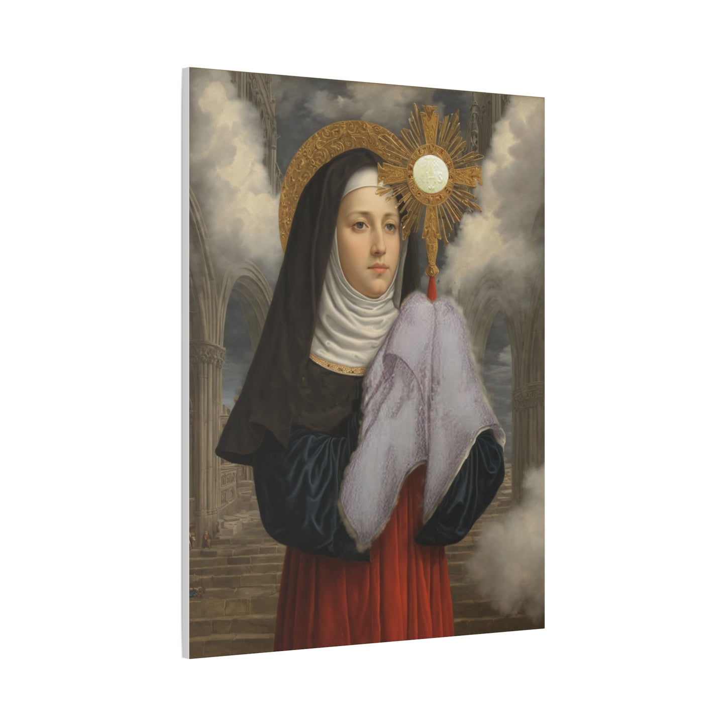 St. Juliana of Liege Catholic Canvas Wall Art, Christian Decor
