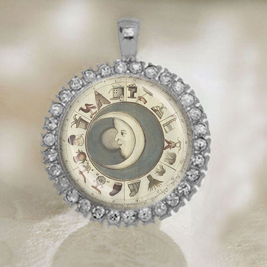 Sky To Earth Alchemical Diagrams Pendant. Christian Mystic ALCHEMY PENDANT Wheel of Fortune Medal