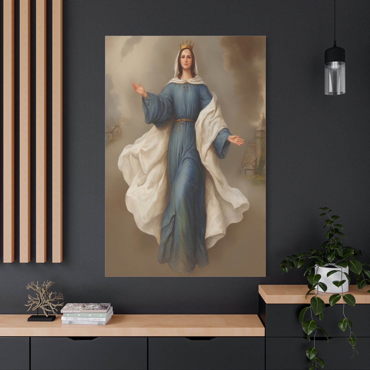 Mother Mary Our Lady of Knock Catholic Canvas Wall Art, Christian Decor
