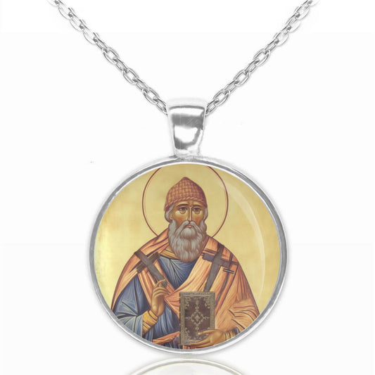 St Spyridon Necklace Silver Bronze Round Pendant