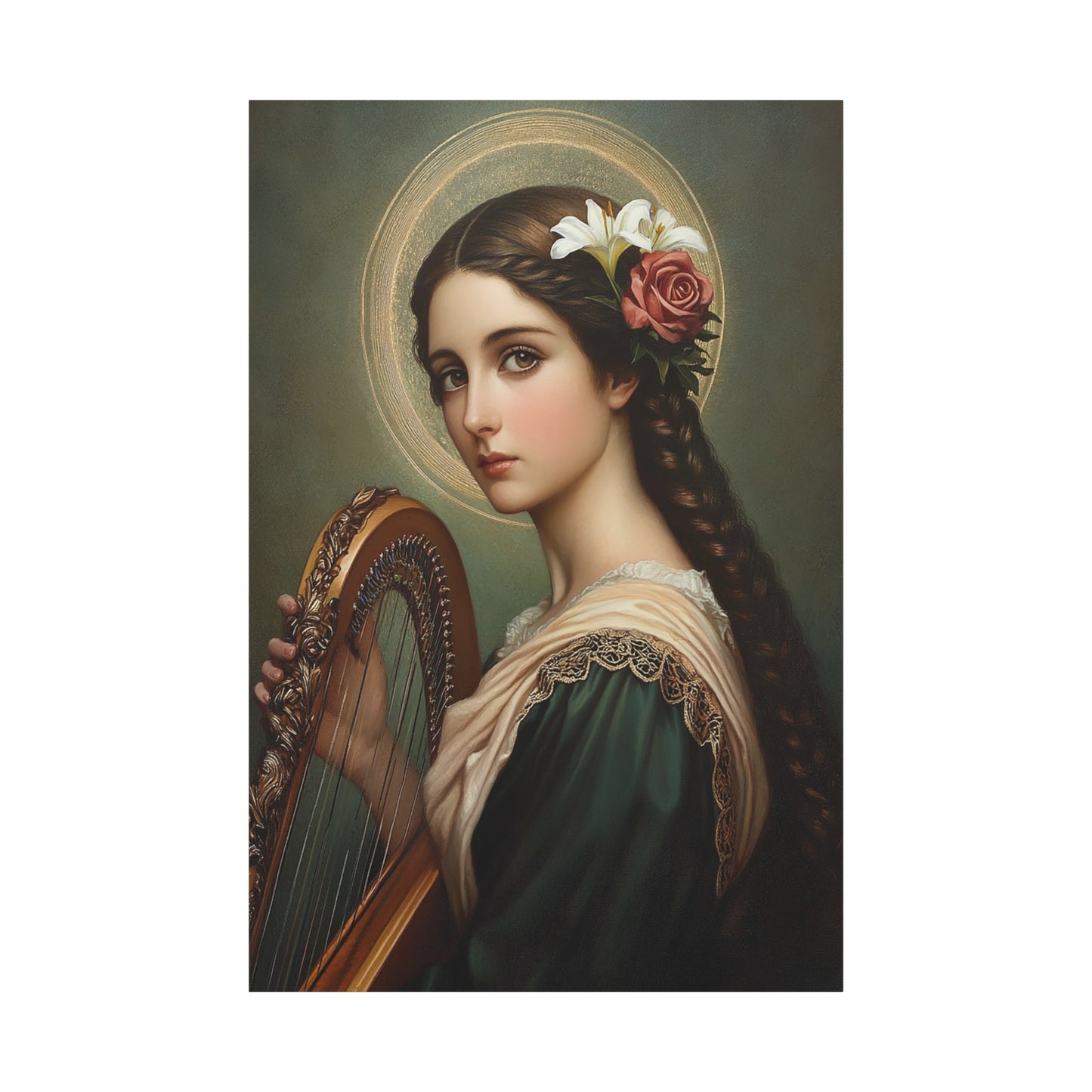 St. Cecilia Catholic Canvas Wall Art, Christian Decor