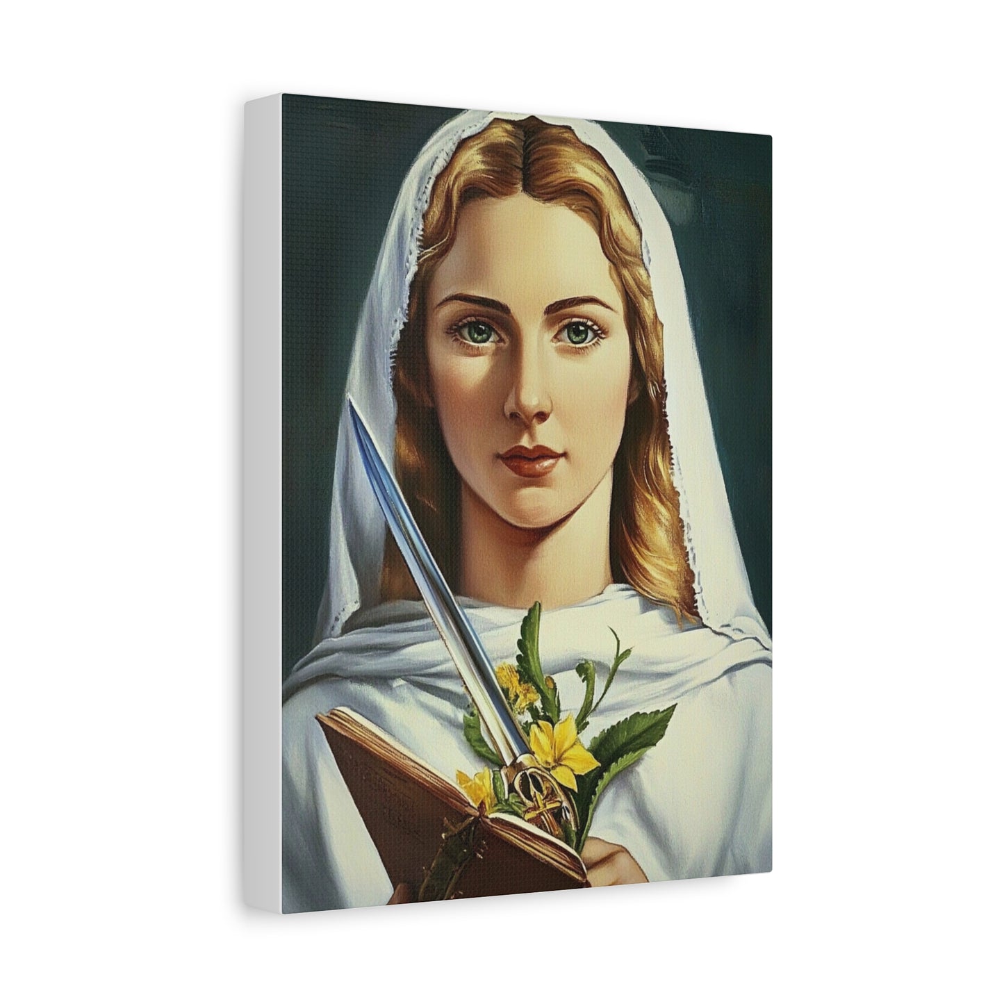 St. Dymphna Catholic Canvas Wall Art, Christian Decor