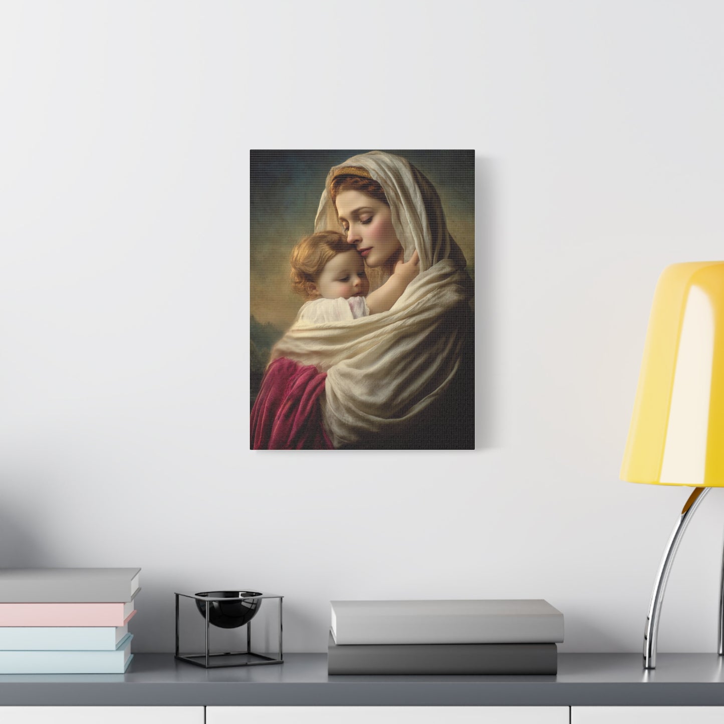 Blessed Mother Mary and Baby Jesus Catholic Canvas Wall Art, Christian Decor