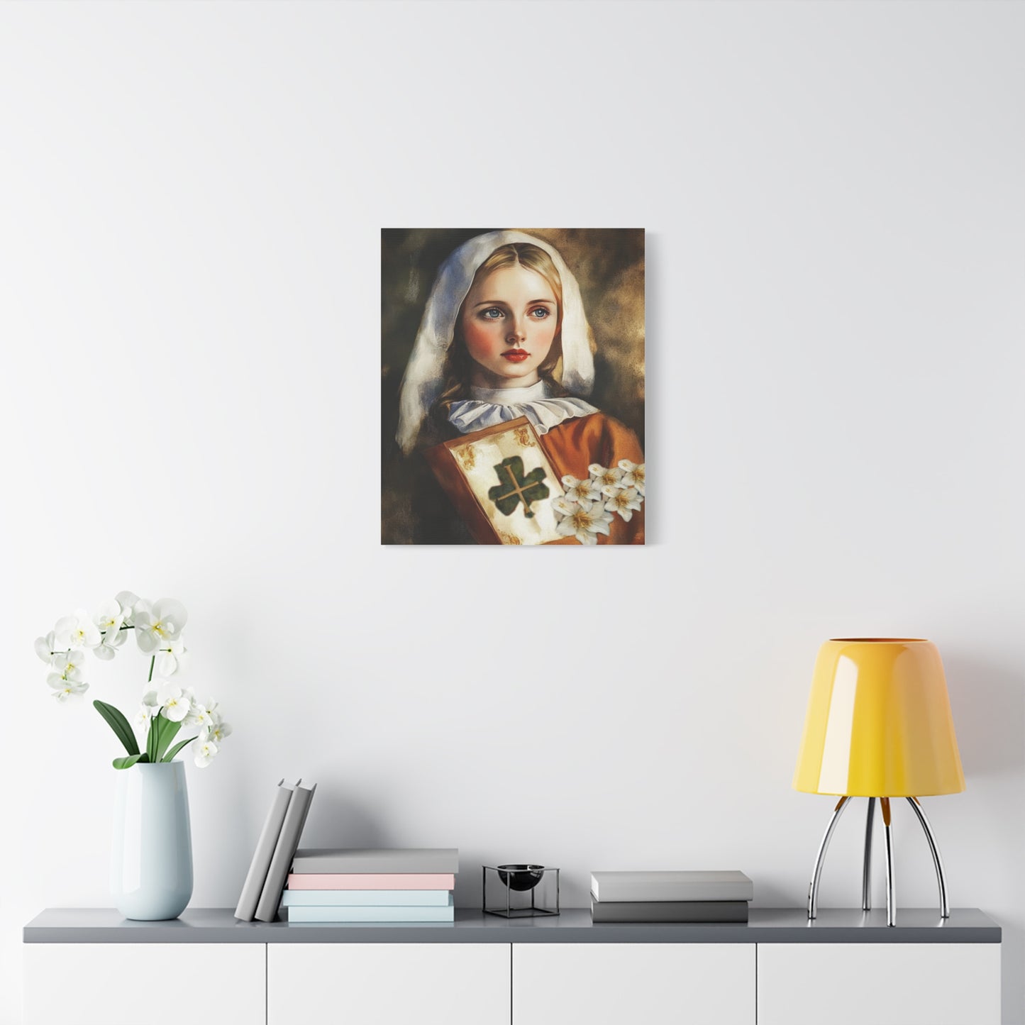 St. Dymphna Catholic Canvas Wall Art, Christian Decor