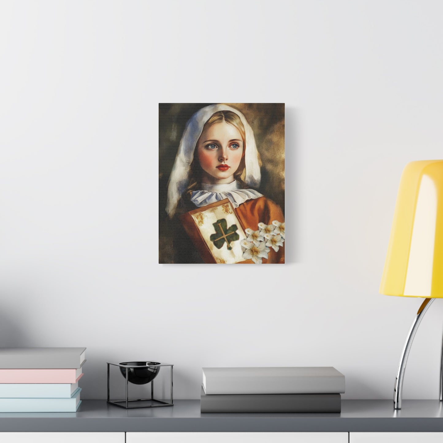 St. Dymphna Catholic Canvas Wall Art, Christian Decor