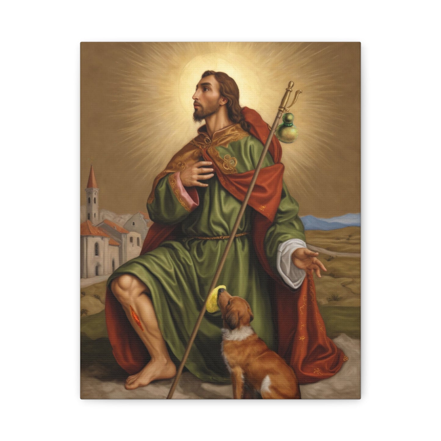 Ready To Hang - St. Roch Rocco Catholic Canvas Wall Art, Christian Decor