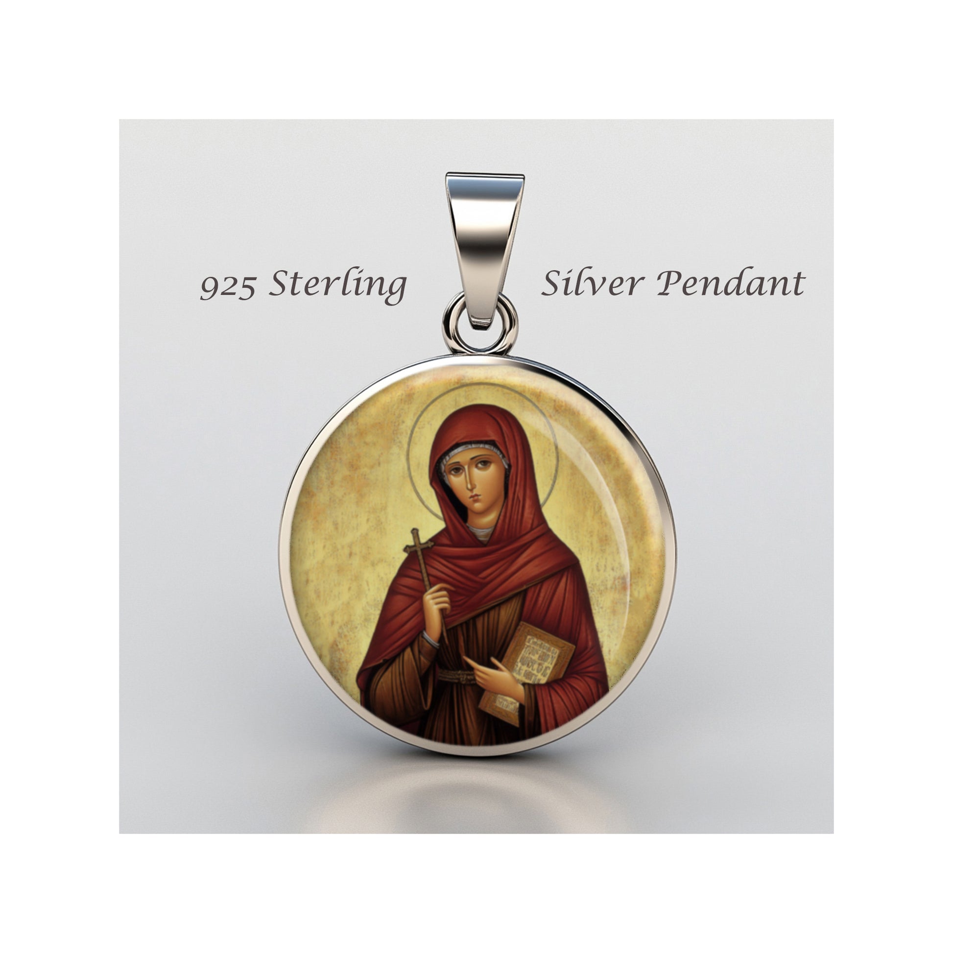 Saint Marcella Catholic sterling silver 925 Christian Medal Patron Pendant image 0
