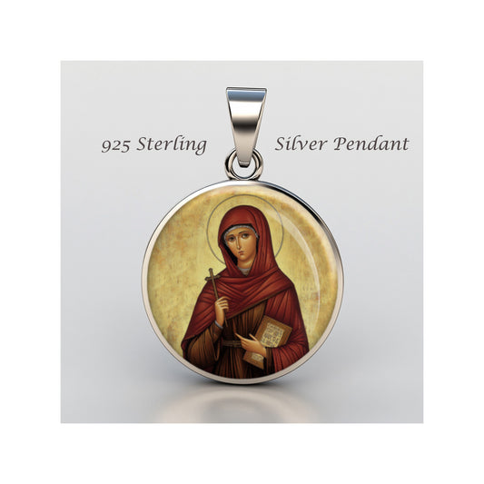 Saint Marcella Catholic sterling silver 925 Christian Medal Patron Pendant image 0
