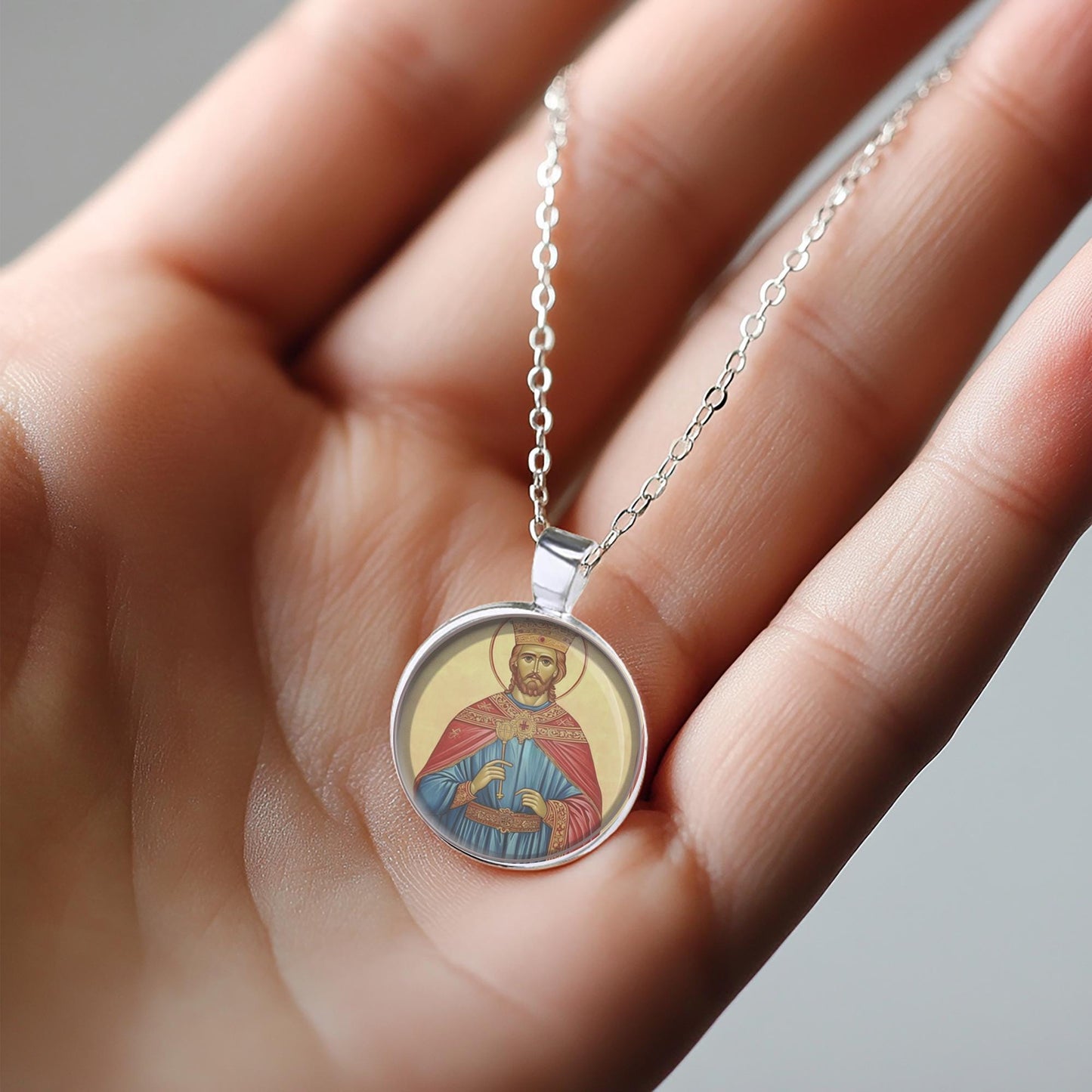 St. Edmund Religious Christian Necklace Medal Pendant Jewelry