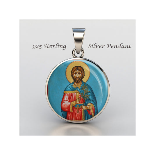 Saint Eugene Catholic sterling silver 925 Christian Medal Patron Pendant image 0