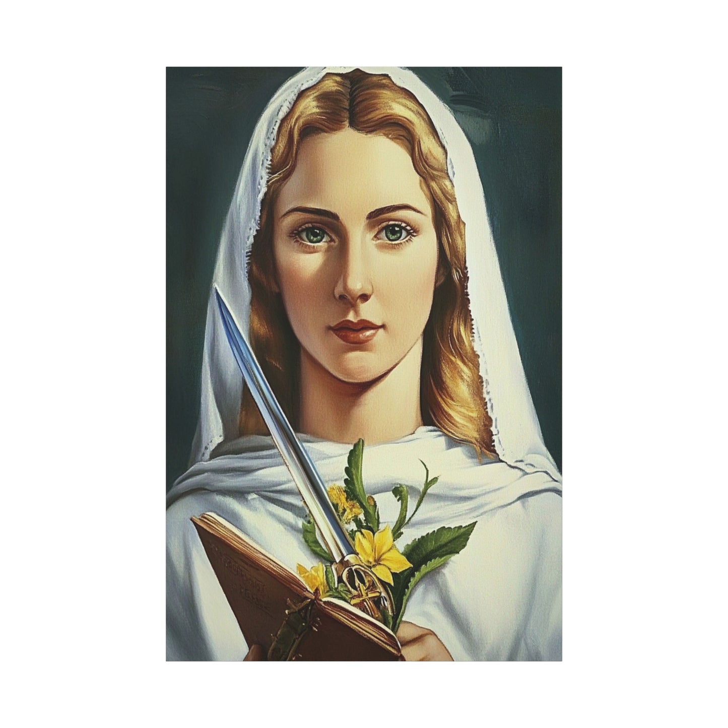 St. Dymphna Catholic Canvas Wall Art, Christian Decor