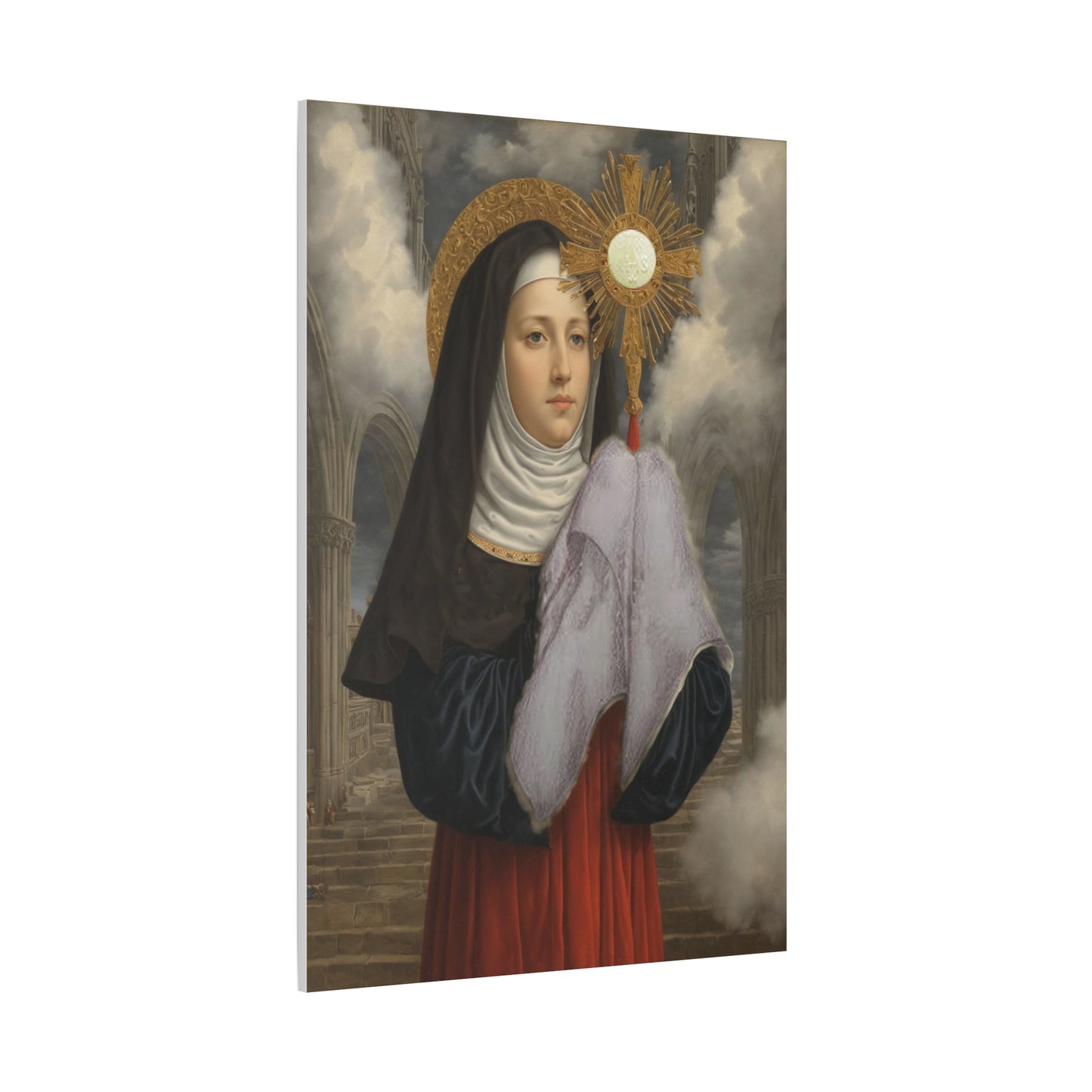 St. Juliana of Liege Catholic Canvas Wall Art, Christian Decor