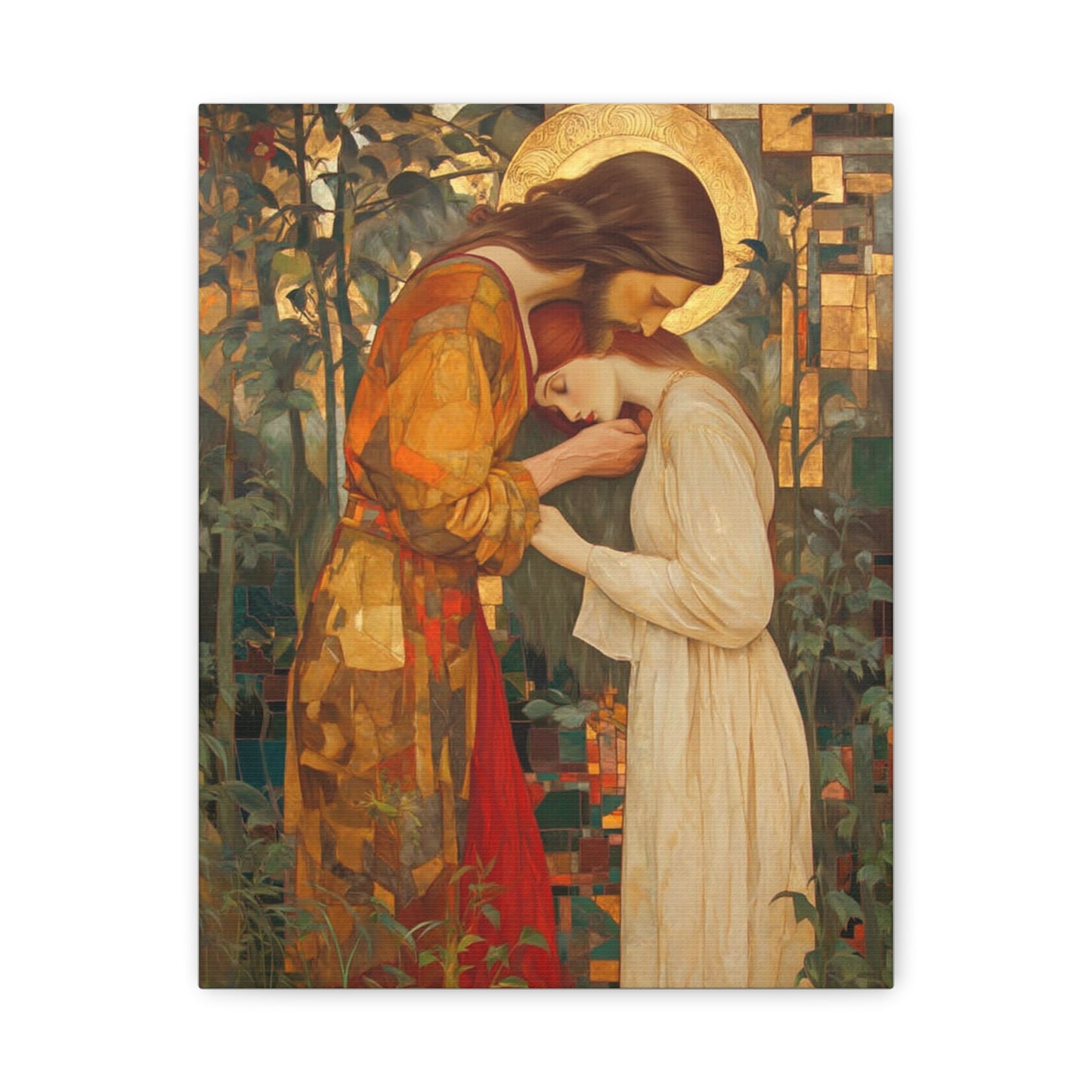 Healing Love - Christ Embracing Mary Magdalene Catholic Canvas Wall Art, Christian Decor