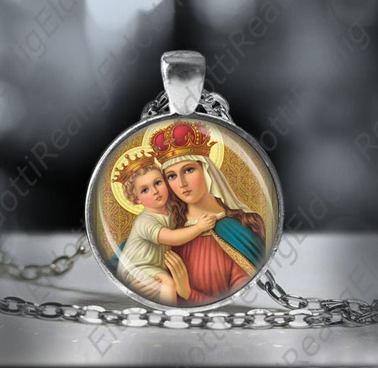 Our Lady of Good Remedy - Catholic Necklace Virgin Mary Medal Mary and Child Jesus Pendant Religious jewelry