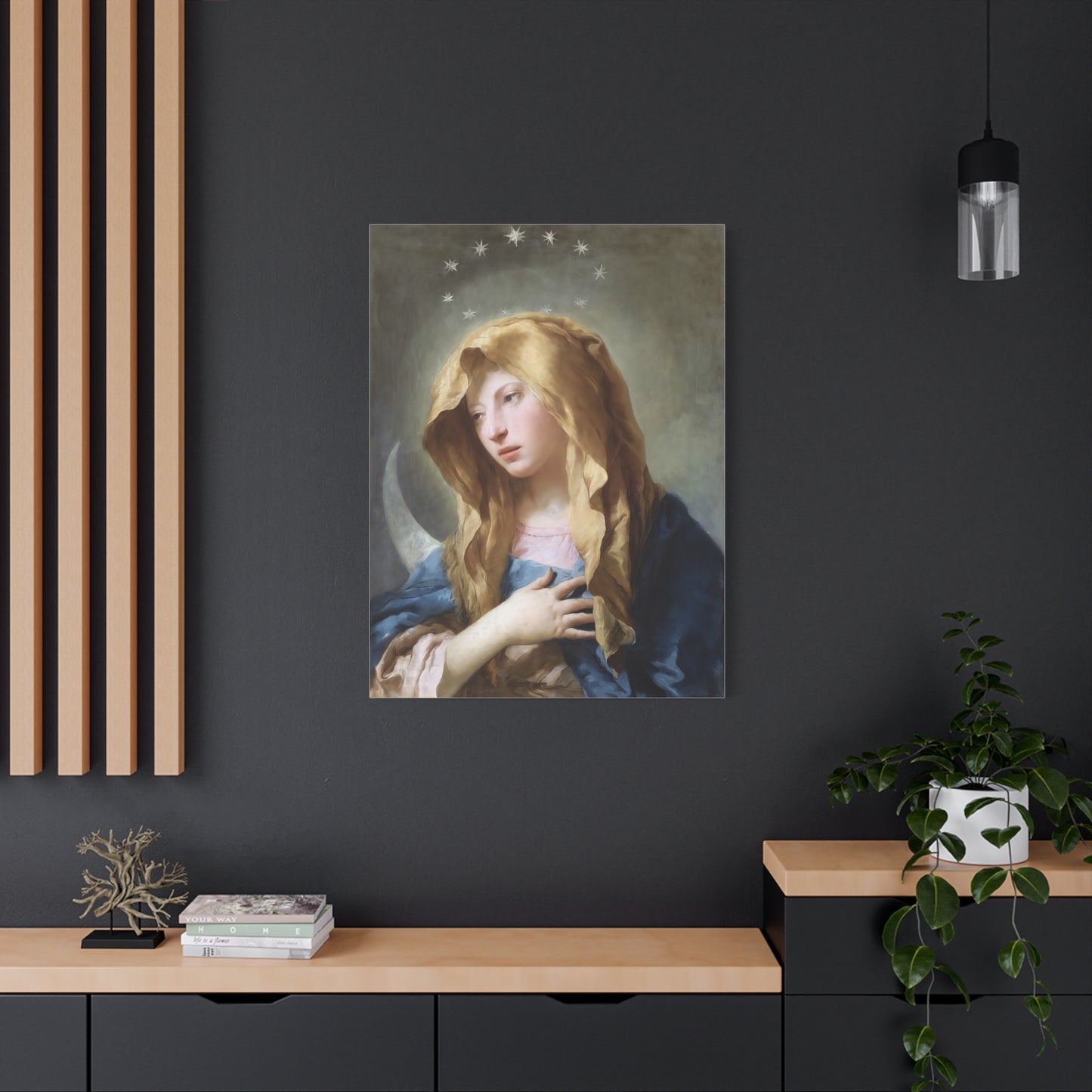Ready To Hang - Mother Mary Immaculate Conception Art Catholic Canvas Wall Art, Christian Decor