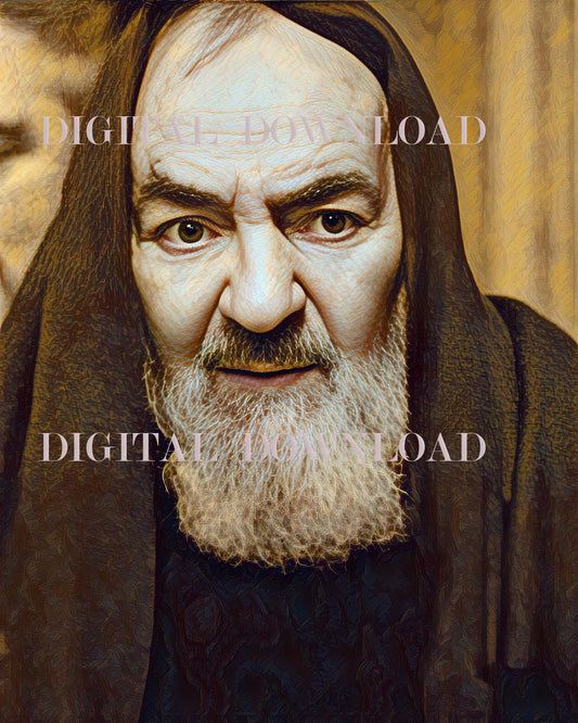 St. Padre Pio Digital Image Catholic Art Print Restored Photo image 0