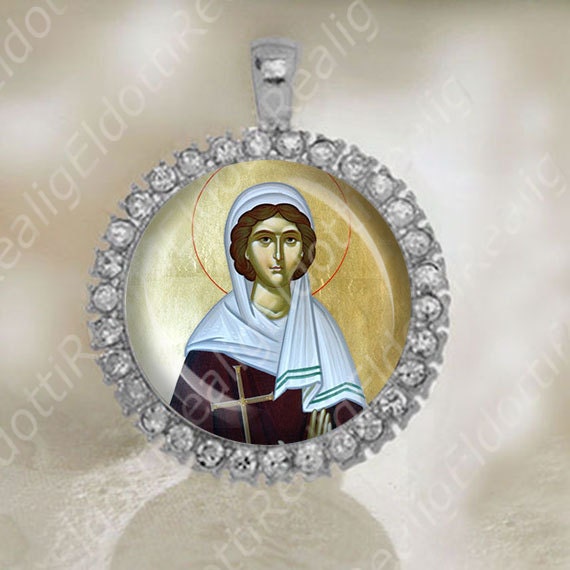 St Kalliope Calliope the Martyr Medal Orthodox Saint Silver Tone Jewelry