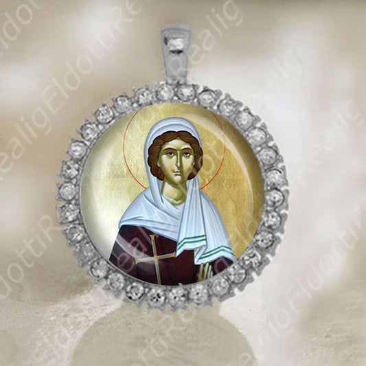 St Kalliope Calliope the Martyr Medal Orthodox Saint Silver Tone Jewelry