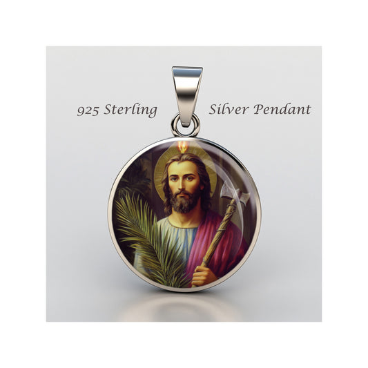 Saint Jude Catholic sterling silver 925 Christian Medal Patron Pendant image 0