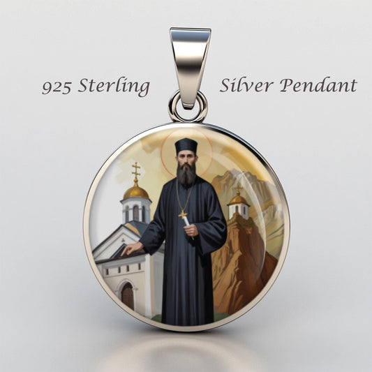 Saint Ephraim Nea Makri Or St Ephraim Mount Amomon  sterling silver 925  Medal
