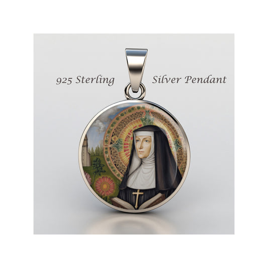 Saint Hildegard Of Bingen Catholic sterling silver 925 Christian Medal Patron image 0