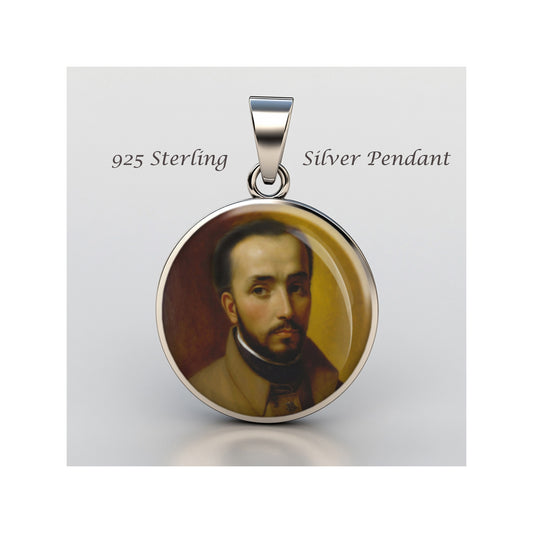Saint Lalemant Gabriel Catholic sterling silver 925 Christian Medal Patron image 0