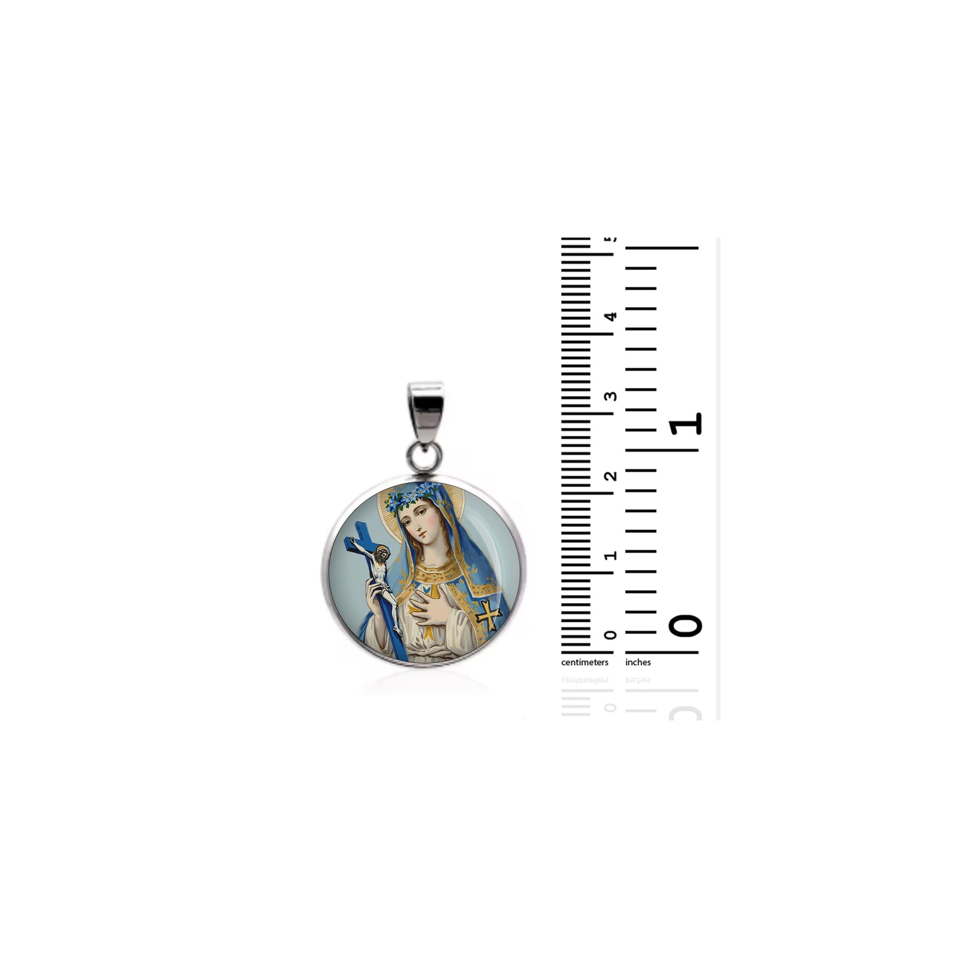 Saint Flora Catholic sterling silver 925 Christian Medal Patron Pendant image 1