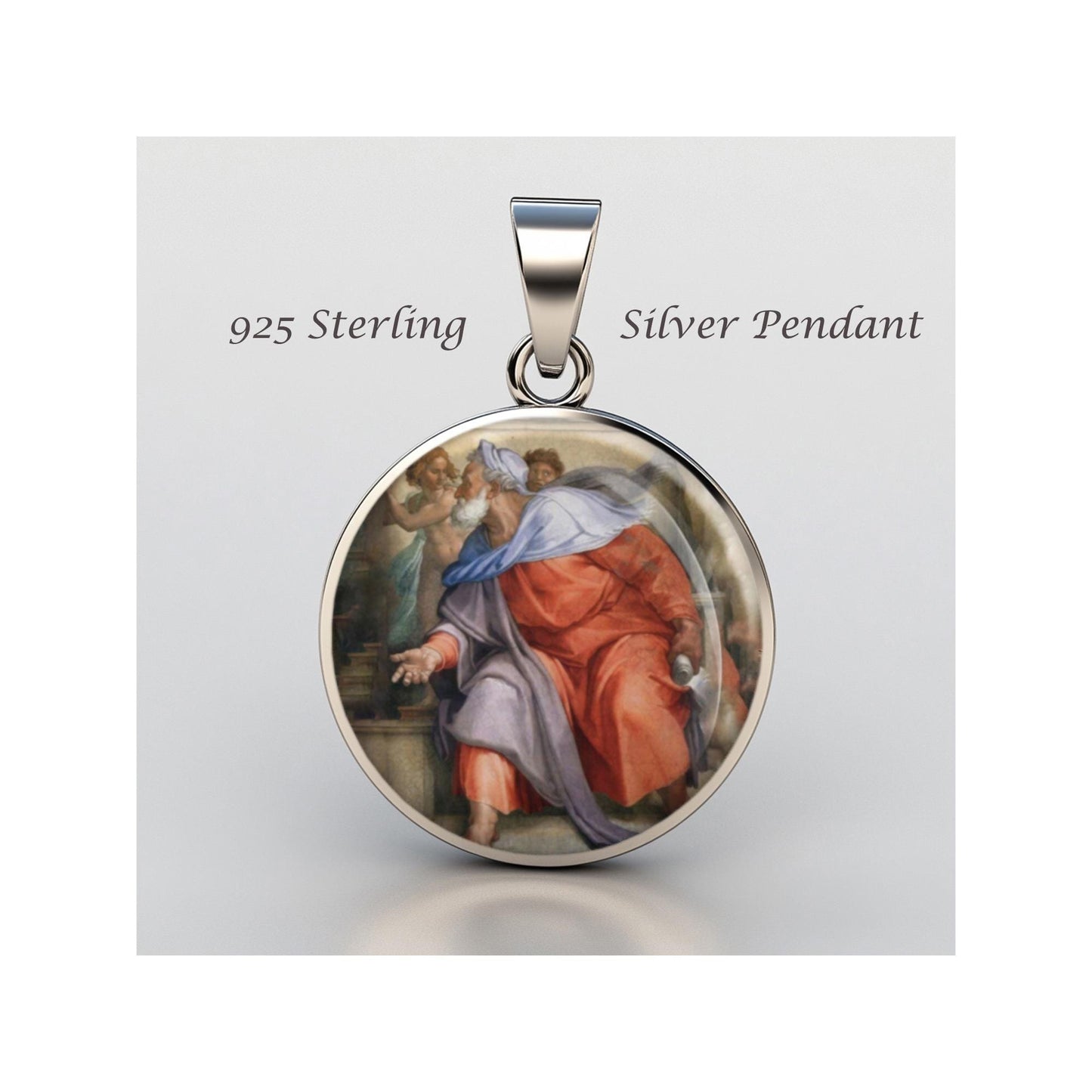 Saint Prophet Ezekiel Michelangelo Religious Devotional sterling silver 925 Christian Medal