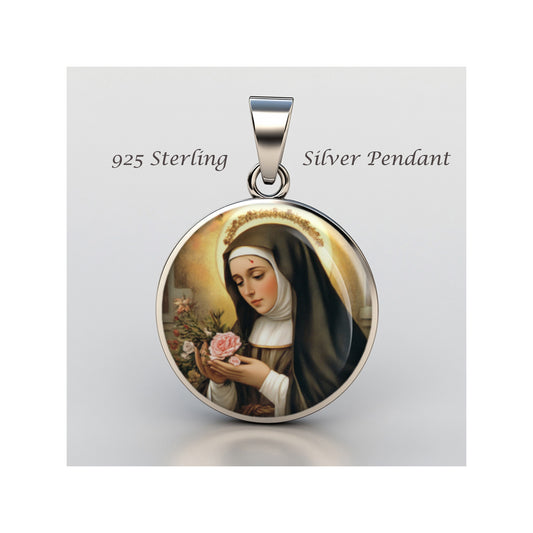 Saint Rita Of Cascia Catholic sterling silver 925 Christian Medal Patron Pendant image 0