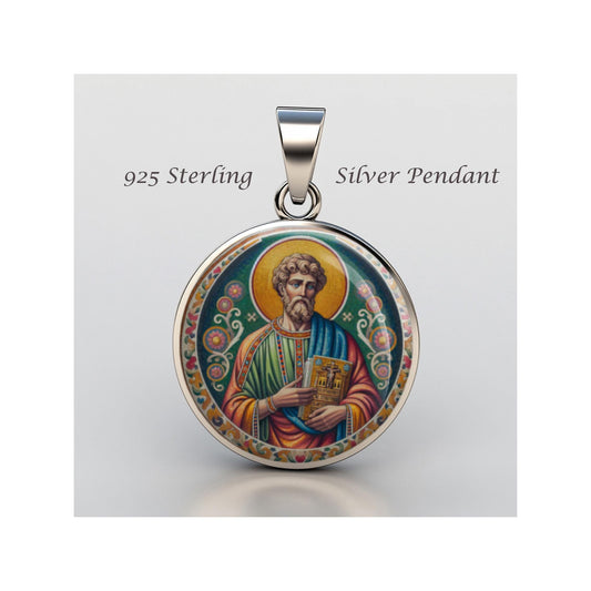 Saint Luke Lukas Lucas The Evangelist Religious Devotional sterling silver 925 Medal Patron
