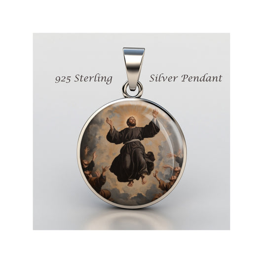 Saint Joseph Of Cupertino Catholic sterling silver 925 Christian Medal Patron image 0