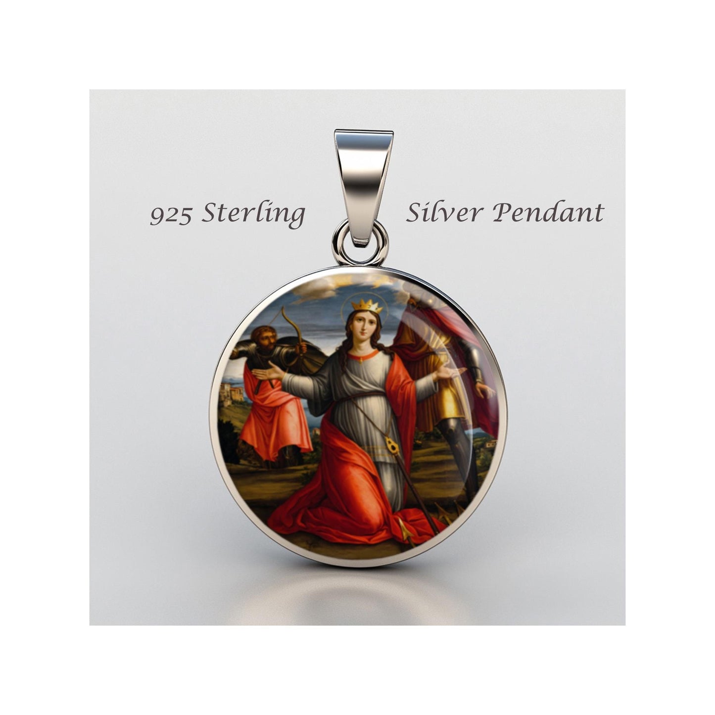 Saint Cristina De Bolsena Religious Devotional sterling silver 925 Christian Medal Patron