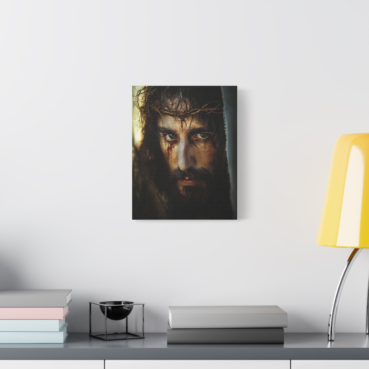 Jesus Christ Our Lord with Crown of Thorns Catholic Canvas Wall Art, Christian Decor