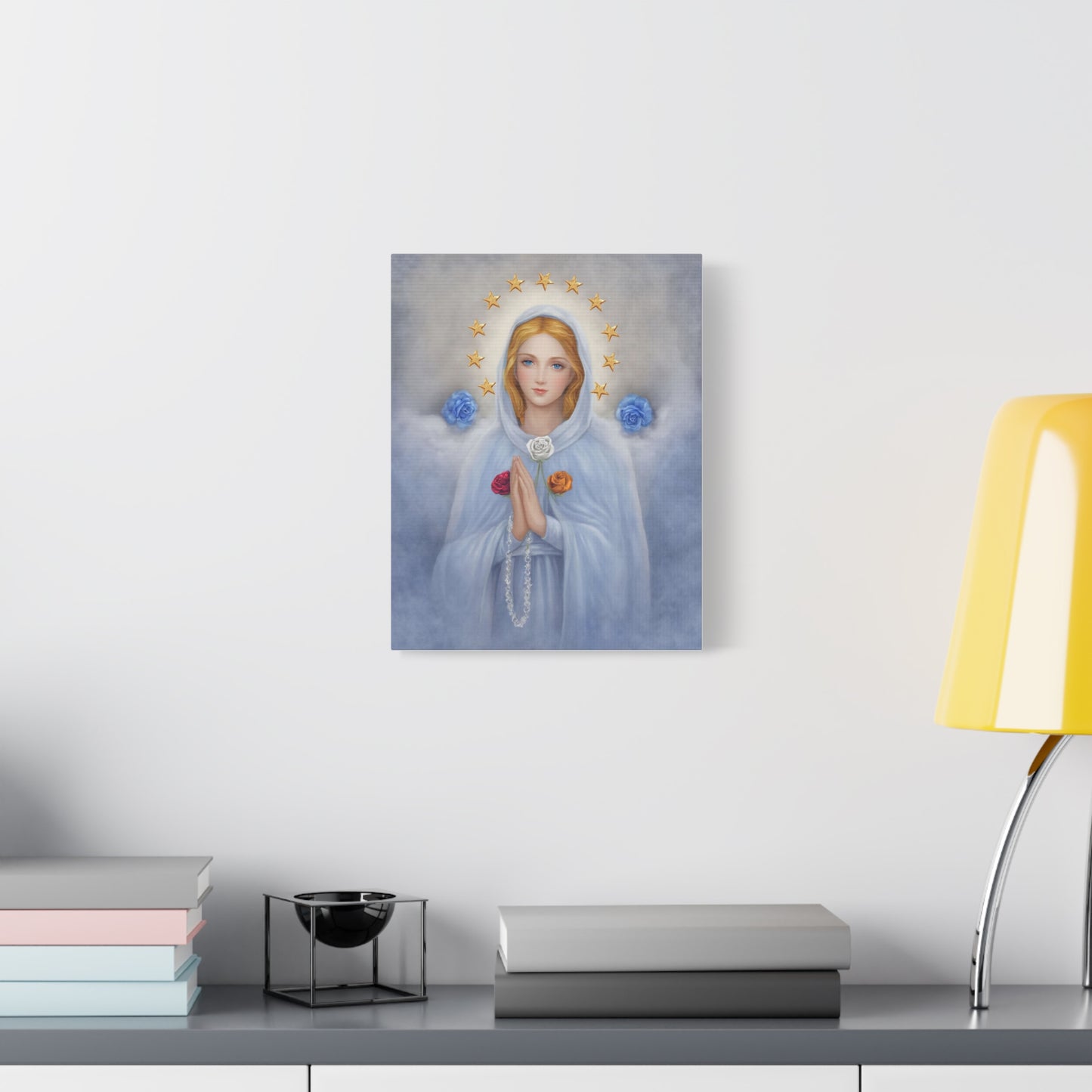 Rosa Mystica Mary Catholic Canvas Wall Art, Christian Decor