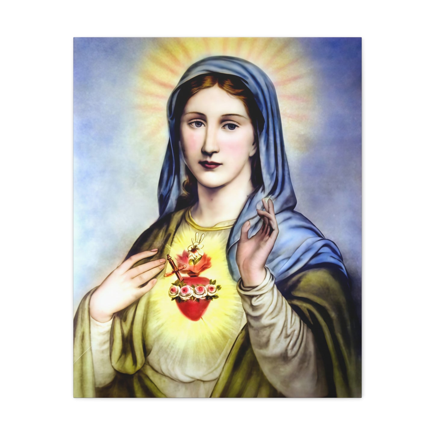 Ready to Hang - Immaculate Heart Virgin Mary Catholic Canvas Wall Art, Christian Decor