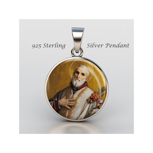 Saint Philip Neri Catholic sterling silver 925 Christian Medal Patron Pendant image 0