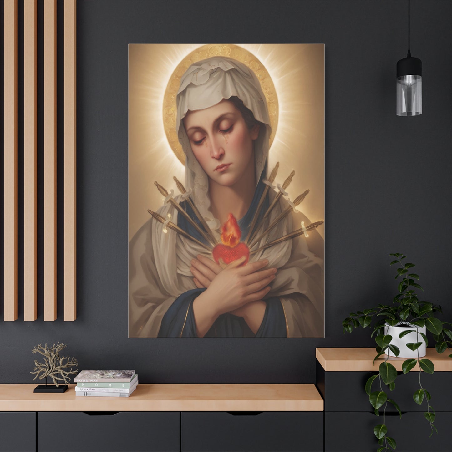 Ready to Hang - Mary Our Lady Of Sorrows Catholic Canvas Wall Art, Christian Decor
