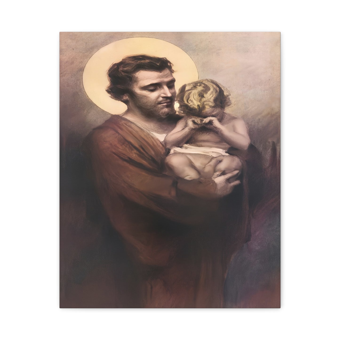 St. Joseph & Child Jesus Crying - Chambers - Catholic Canvas Wall Art, Christian Decor