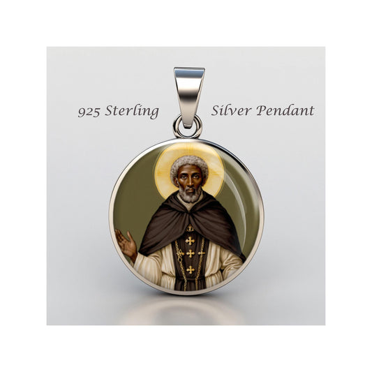Saint Benedict The Moor Religious Christian sterling silver 925 Christian Medal Patron