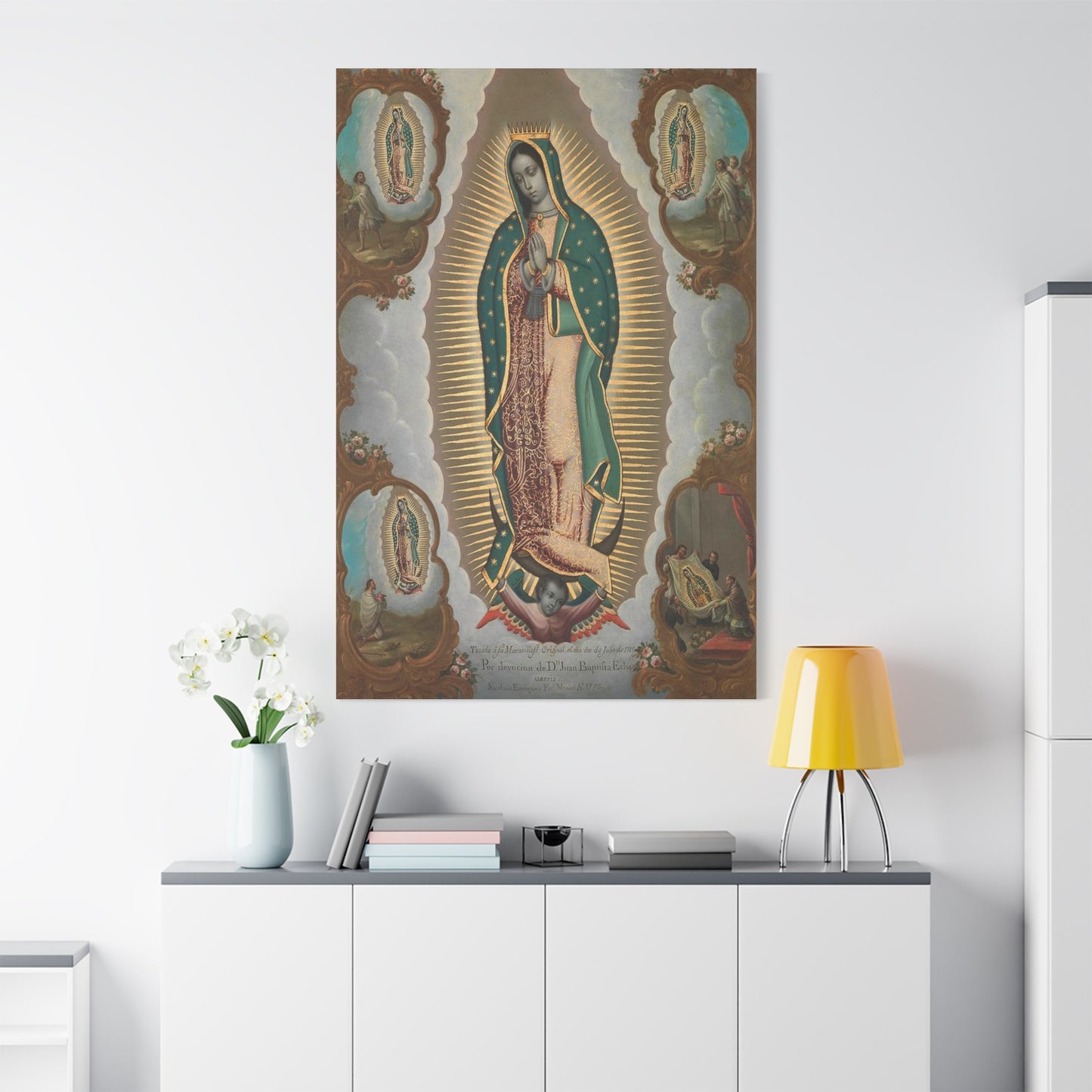 The Virgin of Guadalupe with the Four Apparitions Catholic HQ Print on Canvas Ready To Hang - Virgin Mary Canvas