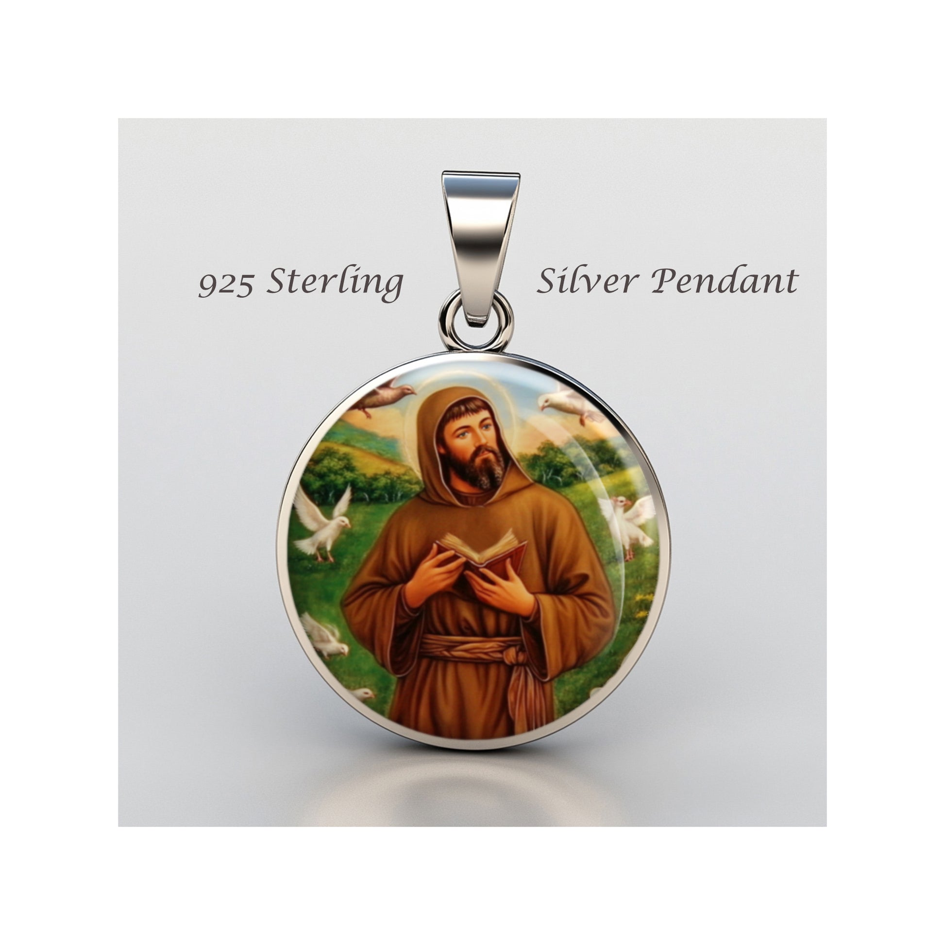 Saint Francis Of Assisi Catholic sterling silver 925 Christian Medal Patron image 0