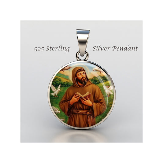 Saint Francis Of Assisi Catholic sterling silver 925 Christian Medal Patron image 0