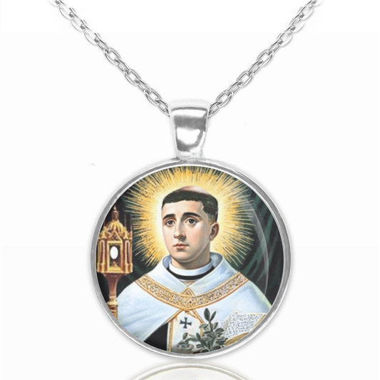 St. Norbert Catholic Christian Necklace Silvertone Medal Pendant Patron Saint Religious Jewelry